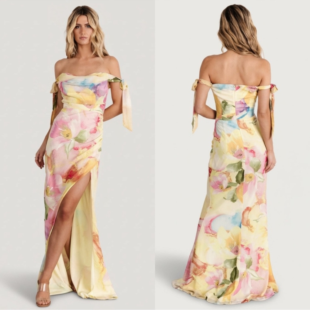 Baltic Born Floral Off-Shoulder Maxi Dress - Yellow and Pink